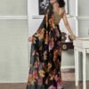 Ready To Wear Black Georgette Printed Saree - Image 4