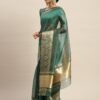 Peacock Green Organza Saree - Image 10