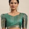 Peacock Green Organza Saree - Image 14