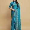 Sky Blue Silk Saree - Image 2