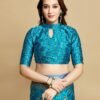 Sky Blue Silk Saree - Image 7