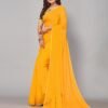 Yellow Chiffon Plain Saree - Image 3