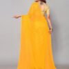 Yellow Chiffon Plain Saree - Image 4