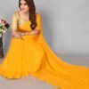 Yellow Chiffon Plain Saree