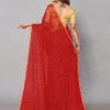 Red Chiffon Plain Saree - Image 4