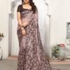 Brown Georgette Floral Printed Saree - Image 2