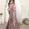Brown Georgette Floral Printed Saree