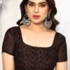 Brown Georgette Floral Printed Saree - Image 7