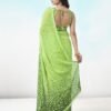 Neon Green Printed Georgette Saree - Image 3