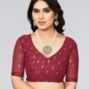 Maroon Printed Georgette Saree - Image 6