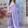 Violet Georgette Printed Saree - Image 3