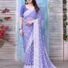 Violet Georgette Printed Saree