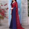 Navy Blue Georgette Plain Saree - Image 6