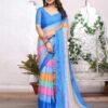 Blue Georgette Printed Saree