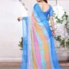 Blue Georgette Printed Saree - Image 2