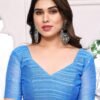 Blue Georgette Printed Saree - Image 5