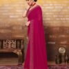 Rani Pink Plain Georgette Saree - Image 2