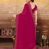 Rani Pink Plain Georgette Saree - Image 3