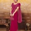Rani Pink Plain Georgette Saree - Image 5