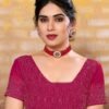 Rani Pink Plain Georgette Saree - Image 7