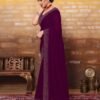 Wine Plain Georgette Saree - Image 2