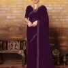 Wine Plain Georgette Saree
