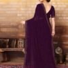 Wine Plain Georgette Saree - Image 3