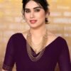 Wine Plain Georgette Saree - Image 6