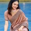 Light Rust Plain Silk Saree - Image 7