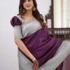 Purple Jacquard Silk Saree - Image 4