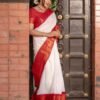 White Jacquard Silk Saree