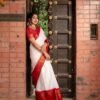 White Jacquard Silk Saree - Image 3