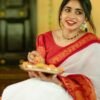 White Jacquard Silk Saree - Image 6