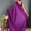 Ready To Wear Magenta Plain Georgette Saree - Image 4