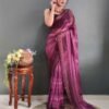 Ready to Wear Purple Weaving Georgette Saree - Image 5