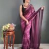 Ready to Wear Purple Weaving Georgette Saree - Image 8