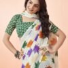 Off White Printed Georgette Saree - Image 5