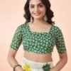 Off White Printed Georgette Saree - Image 6