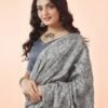 Grey Printed Silk Saree - Image 4