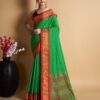 Green Self Woven Silk Saree