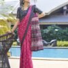Ready to Wear Pink Printed Cotton Saree - Image 5