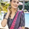 Ready to Wear Pink Printed Cotton Saree - Image 7