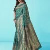 Rama Green Jacquard Silk Saree - Image 2