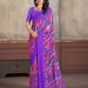 Purple Printed Chiffon Saree
