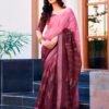 Wine Printed Cotton Saree