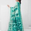 Turquoise Printed Cotton Saree - Image 2