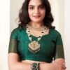 Dark Green Jacquard Silk Saree - Image 5