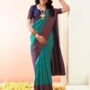 Indigo Jacquard Silk Saree - Image 3