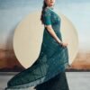 Rama Plain Georgette Saree - Image 2