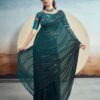 Rama Plain Georgette Saree - Image 3